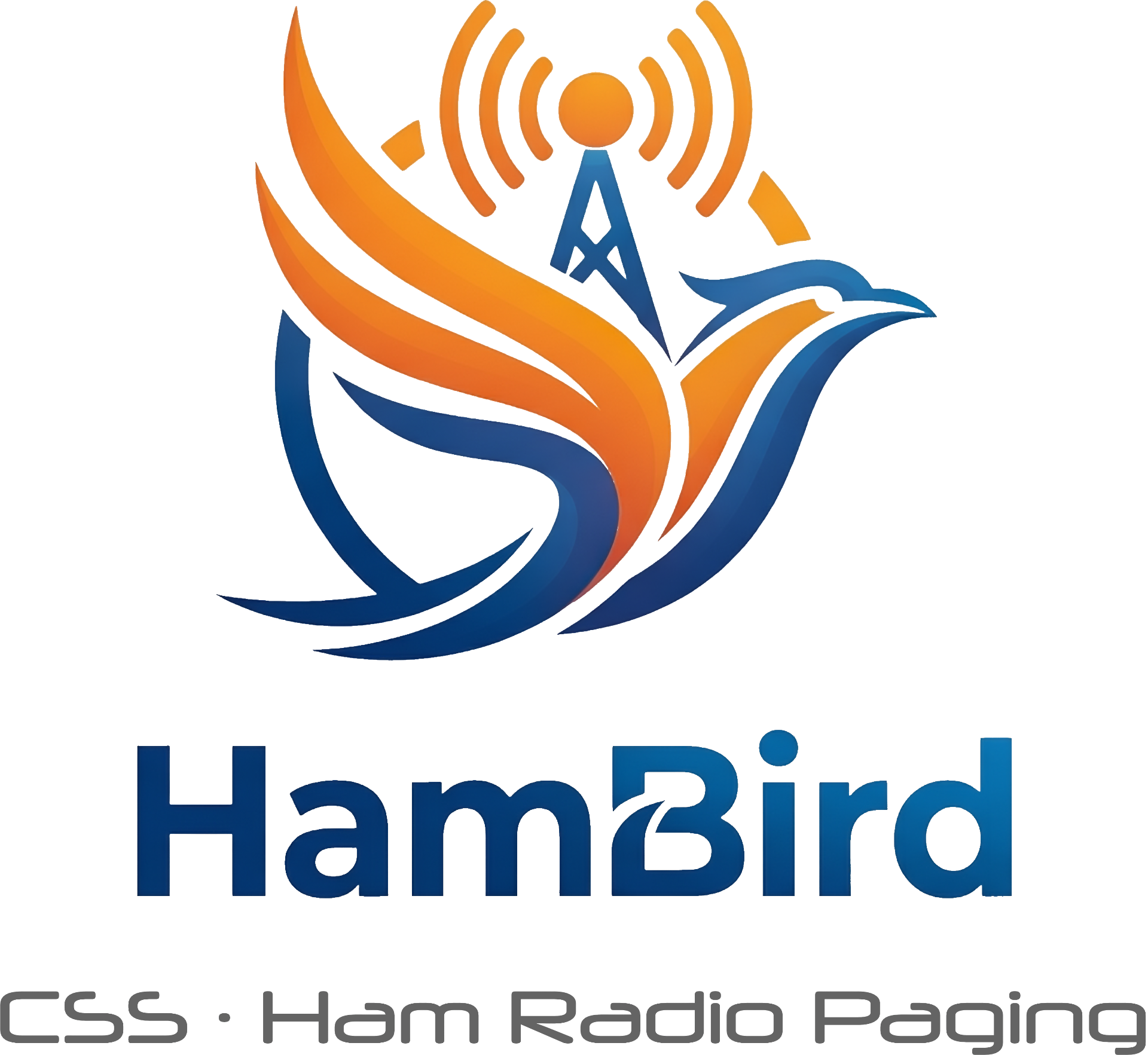 HamBird-Logo: ein stilisierter Vogel aus Funkwellen